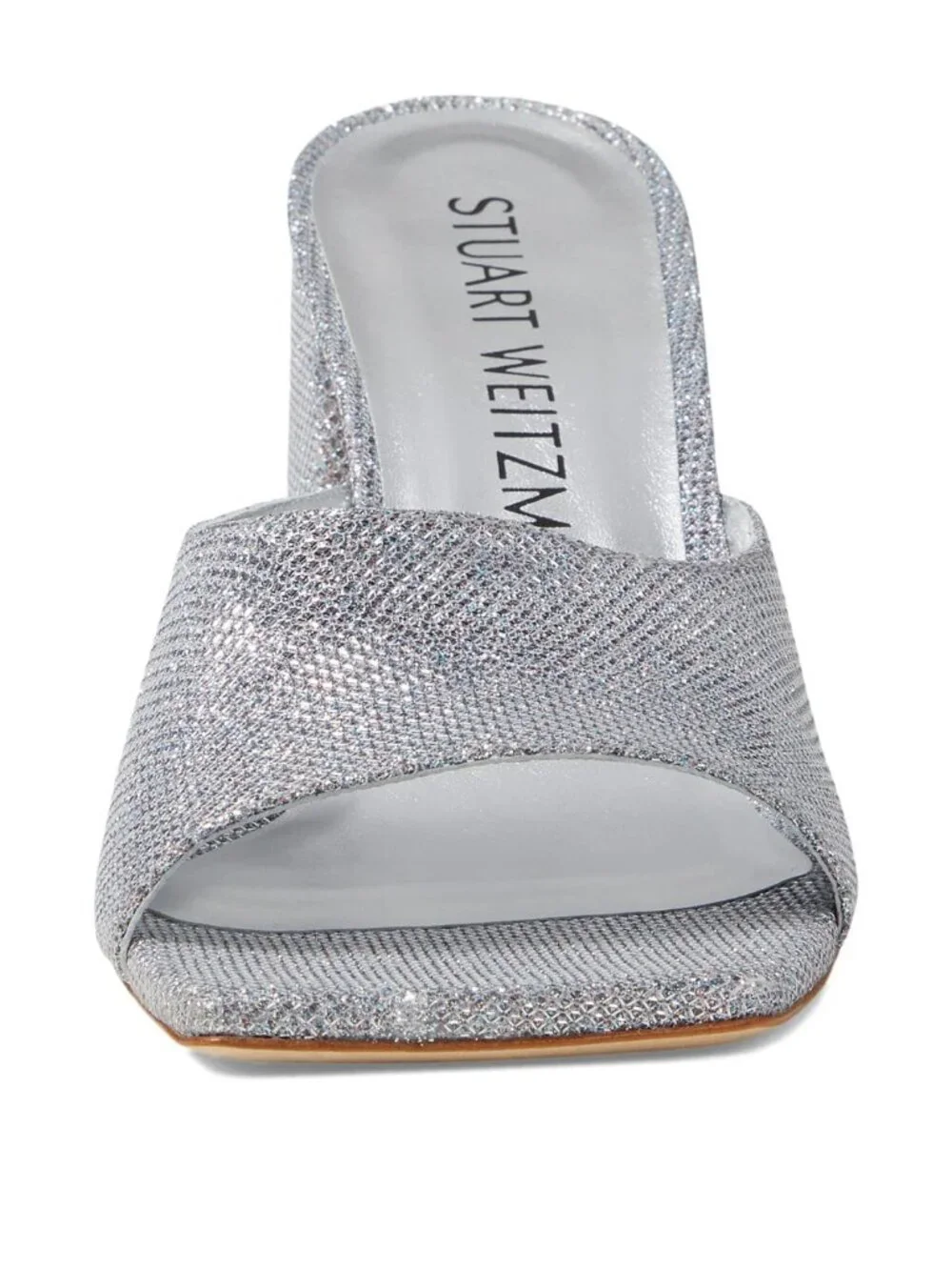 Stuart Weitzman Tia 85 Flareblock Slide Silver Sandals Women's 7 B - SAVE $100.0 - Picture 3 of 6